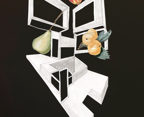 Zweipunktperspektive im Kunstunterricht - Collage mit Früchten