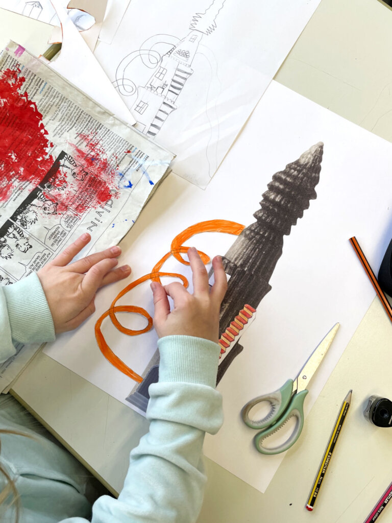 KUI - kunstunterricht-ideen.de - Botanische Fantasietürme - Collagen nach Karl Blossfeld_013 Botanische Fantasietürme nach Karl Blossfeldt - Collage gestalten