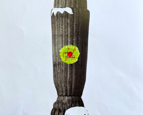 KUI - kunstunterricht-ideen.de - Botanische Fantasietürme - Collagen nach Karl Blossfeld_021 Karl Blossfeldt im Kunstunterricht - Schneemann und schneebedeckter Turm