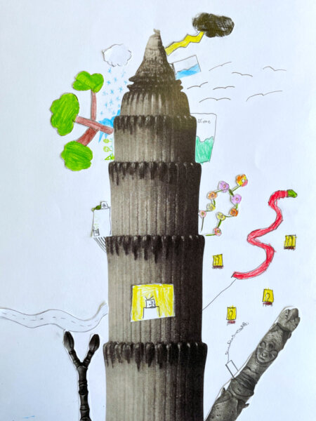 KUI - kunstunterricht-ideen.de - Botanische Fantasietürme - Collagen nach Karl Blossfeld_026 Fotografien von Karl Blossfeldt umgestalten - Schülerergebnis 5. Klasse