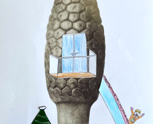 KUI - kunstunterricht-ideen.de - Botanische Fantasietürme - Collagen nach Karl Blossfeld_027 Fotografien von Karl Blossfeldt umgestalten - Die Fotografie wird zur Winterlandschaft