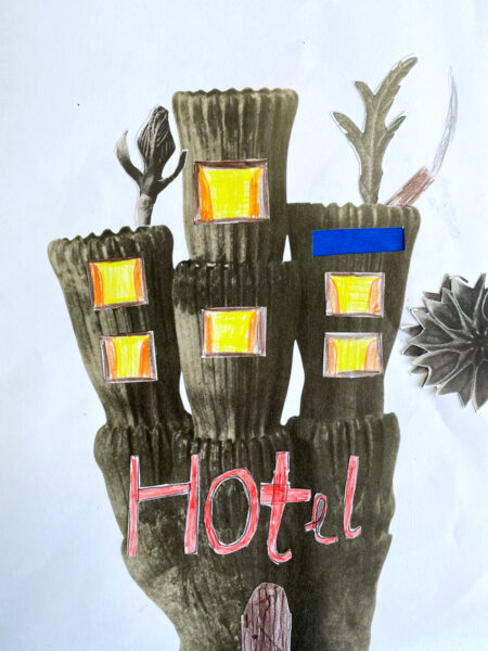 KUI - kunstunterricht-ideen.de - Botanische Fantasietürme - Collagen nach Karl Blossfeld_030 Fotografien von Karl Blossfeldt umgestalten - Das Hotel