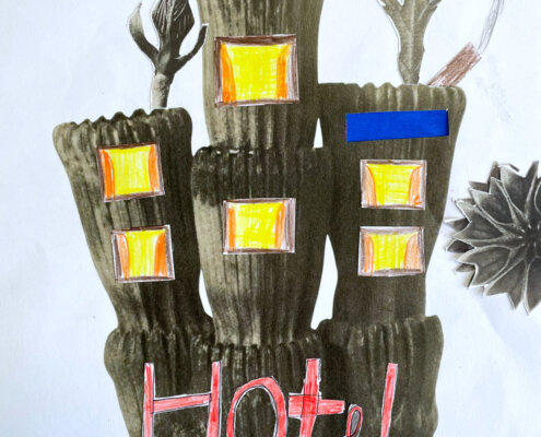 KUI - kunstunterricht-ideen.de - Botanische Fantasietürme - Collagen nach Karl Blossfeld_030 Fotografien von Karl Blossfeldt umgestalten - Das Hotel