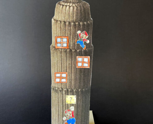 KUI - kunstunterricht-ideen.de - Botanische Fantasietürme - Collagen nach Karl Blossfeld_034 Botanische Fantasietürme nach Karl Blossfeldt - Schülerergebnis mit Super Mario