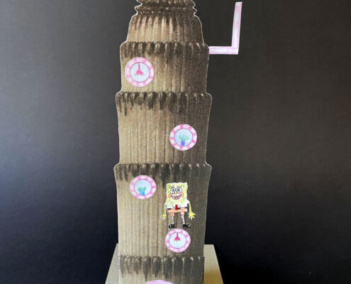 KUI - kunstunterricht-ideen.de - Botanische Fantasietürme - Collagen nach Karl Blossfeld_036 Botanische Fantasietürme nach Karl Blossfeldt - Schülerergebnis mit SpongeBob