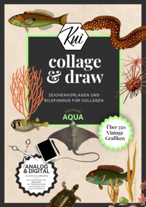 Umfangreiche digitale Sammlung historischer Illustrationen von Wasserlebewesen, Wasserpflanzen und weiteren Unterwasserorganismen für dein Collage- oder Mixed-Media-Projekt! Sofort einsetzbares Material für deinen Kunstunterricht!