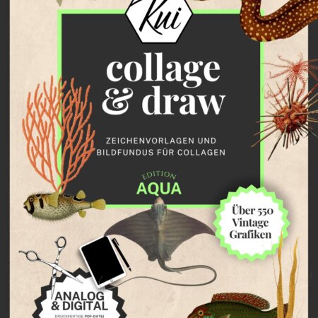 Umfangreiche digitale Sammlung historischer Illustrationen von Wasserlebewesen, Wasserpflanzen und weiteren Unterwasserorganismen für dein Collage- oder Mixed-Media-Projekt! Sofort einsetzbares Material für deinen Kunstunterricht!